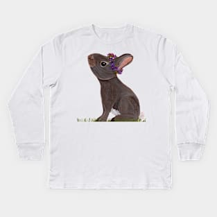 Eastern Cottontail with violet crown Kids Long Sleeve T-Shirt